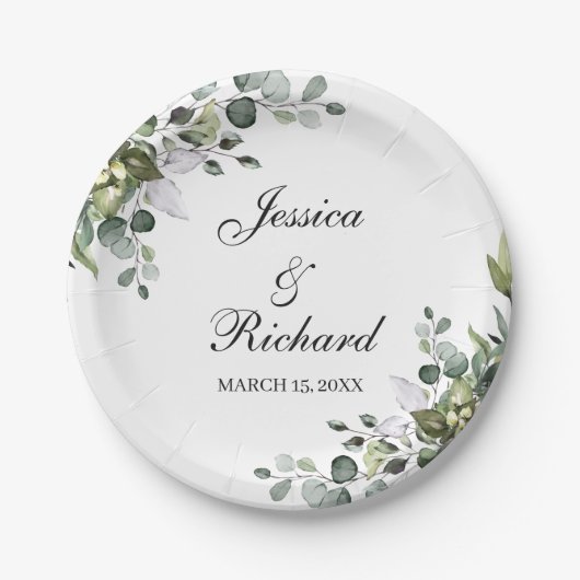 ユーカリプトゥス水結婚色の紙プレート ペーパープレート (正面)