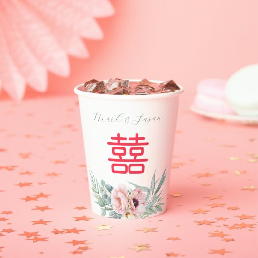 ユーカリプトゥス牡丹ダブル結婚ハピネス 紙コップ (インサイチュ)