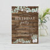 ユーカリプトゥス素朴ウッドブライダルシャワーライツジャー 招待状 (スタンド正面)