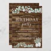 ユーカリプトゥス素朴ウッドブライダルシャワーライツジャー 招待状 (正面/裏面)