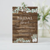 ユーカリプトゥス素朴ウッドブライダルシャワーライツジャー 招待状 (スタンド正面)