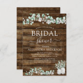 ユーカリプトゥス素朴ウッドブライダルシャワーライツジャー 招待状 (正面/裏面)