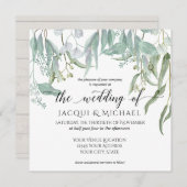 ユーカリプトゥス素朴グローブワイナリーリーフ結婚ズ 招待状 (正面/裏面)