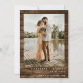 ユーカリプトゥス素朴フォトカントリー結婚ウッド 招待状 (裏面)