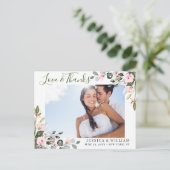 ユーカリプトゥス結婚ピンクローズの写真 ポストカード (スタンド正面)