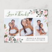 ユーカリプトゥス結婚ピンクローズの3写真ありがとう ポストカード (正面)