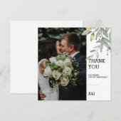 ユーカリプトゥス結婚フォトフラットサンキューカード サンキューカード (正面/裏面)