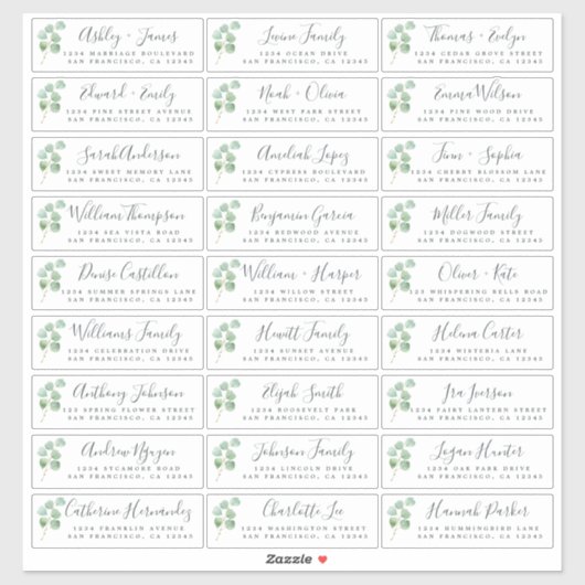 ユーカリプトゥス結婚フォージズゲスト住所 シール (シート)