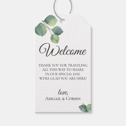 ユーカリプトゥス結婚ブランチの歓迎バッグ ギフトタグ (正面)
