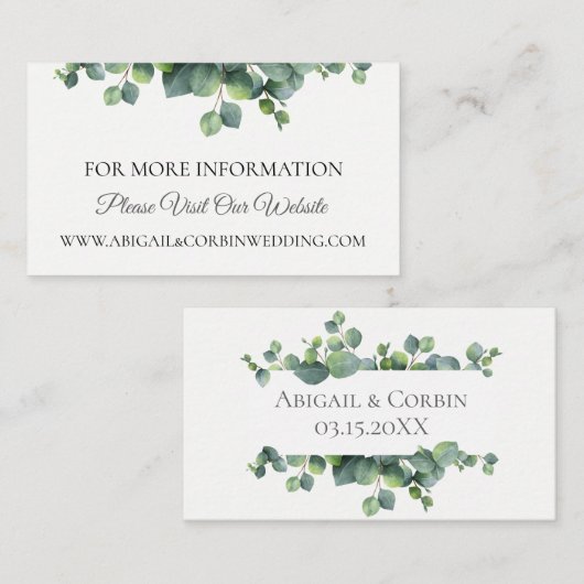 ユーカリプトゥス結婚ブーケのウェブサイト詳細 エンクロージャーカード (正面/裏面)