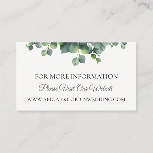 ユーカリプトゥス結婚ブーケのウェブサイト詳細 エンクロージャーカード (正面)