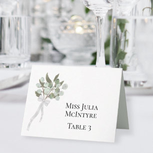 ユーカリプトゥス結婚ブーケDIYフォールド座席表 テーブルナンバー