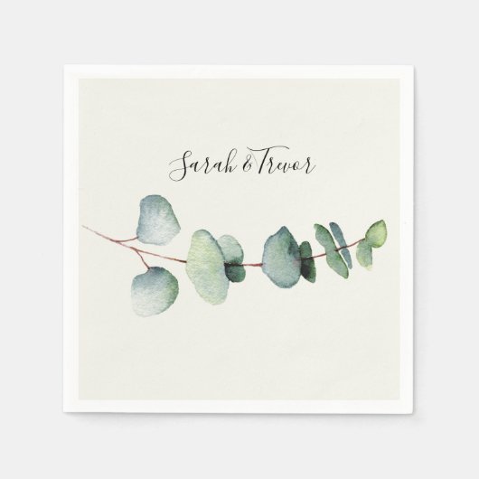 ユーカリプトゥス結婚ミニマルのカクテルナプキン スタンダードカクテルナプキン (正面)