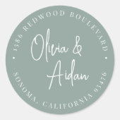 ユーカリプトゥス結婚手書き差出人住所 ラウンドシール (正面)