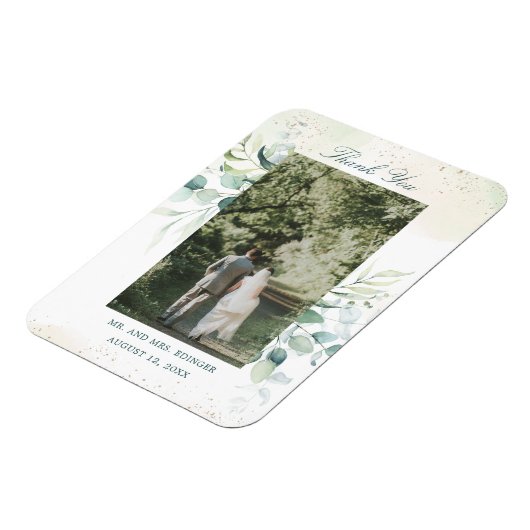 ユーカリプトゥス緑の写真感謝結婚式の引き出物 マグネット (左側)