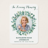 ユーカリプトゥス緑の写真葬式祈りの言葉カード (正面)