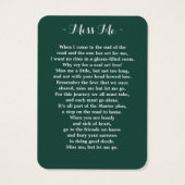 ユーカリプトゥス緑の写真葬式祈りの言葉カード (裏面)