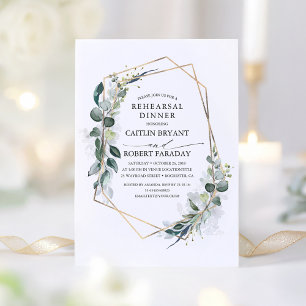 ユーカリプトゥス緑の幾何リハーサルディナー 招待状