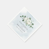 ユーカリプトゥス緑の白フローラ素朴結婚性 スタンダードカクテルナプキン (角)