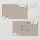 ユーカリプトゥス緑の白フローラ素朴結婚性 プレイスカード (正面/裏面)