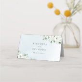 ユーカリプトゥス緑の白フローラ素朴結婚性 プレイスカード (裏面)
