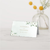 ユーカリプトゥス緑の白フローラ素朴結婚性 プレイスカード (裏面)