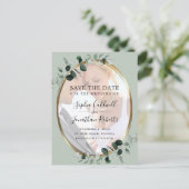 ユーカリプトゥス聖人写真結婚式の日付を保存 案内ポストカード (スタンド正面)