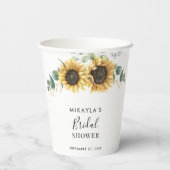 ユーカリプトゥス葉ひまわりフローラブライダルシャワー 紙コップ (裏面)