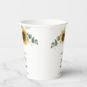 ユーカリプトゥス葉ひまわりフローラブライダルシャワー 紙コップ (右)