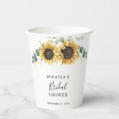 ユーカリプトゥス葉ひまわりフローラブライダルシャワー 紙コップ (正面)
