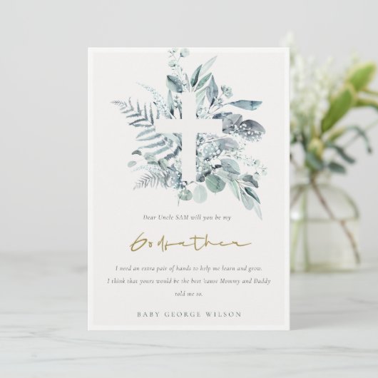 ユーカリプトゥス葉クロスゴッドファーザー提案招待状 サンキューカード (スタンド正面)