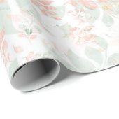 ユーカリプトゥス葉ファン素朴ズセージ緑ピンク ラッピングペーパー (ロールコーナー)