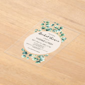 ユーカリプトゥス葉ブライダルシャワー アクリル招待状 (レイダウン)