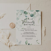 ユーカリプトゥス葉ブリデスメイドブルンチシャワー 招待状
