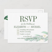 ユーカリプトゥス葉ホワイトエレガントな結婚式RSVP ポストカード (正面/裏面)