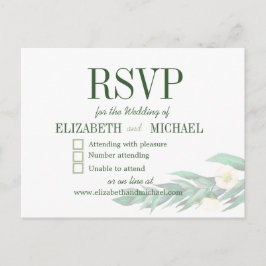 ユーカリプトゥス葉ホワイトエレガントな結婚式RSVP ポストカード