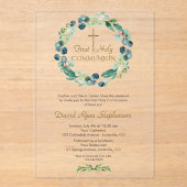 ユーカリプトゥス葉リースクロスボーイホーリーコミューニオン アクリル招待状 (正面)