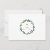 ユーカリプトゥス葉リース金ゴールドクロスボーイバプテスマ サンキューカード (裏面)