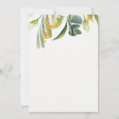 ユーカリプトゥス葉金ゴールドクロスバプテスマ招待状 招待状 (裏面)