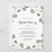 ユーカリプトゥス観葉書道ブライダルシャワー 招待状 (正面)