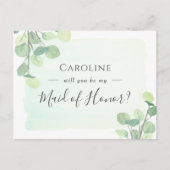 ユーカリプトゥス・グリーンリーが私のメイド・オブ・オーナー（花嫁付き添い人） インビテーションポストカード (正面)