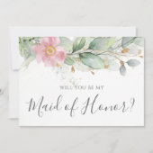 ユーカリプトゥス・グリーンリーが私のメイド・オブ・オーナー（花嫁付き添い人） 招待状 (正面)