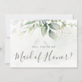 ユーカリプトゥス・グリーンリーが私のメイド・オブ・オーナー（花嫁付き添い人） 招待状 (正面)