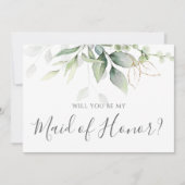 ユーカリプトゥス・グリーンリーが私のメイド・オブ・オーナー（花嫁付き添い人） 招待状 (正面)