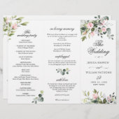 ユーカリプトゥス・ピンク結婚・ローズのセレモニー・プログラム (正面/裏面)