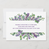 ユーカリプトララベンダーグリーンリーブライダルシャワー 招待状 (裏面)