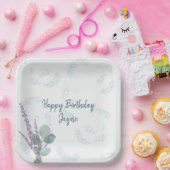 ユーカリプトララベンダーボタニカルバースデーパーティー ペーパープレート (パーティー)