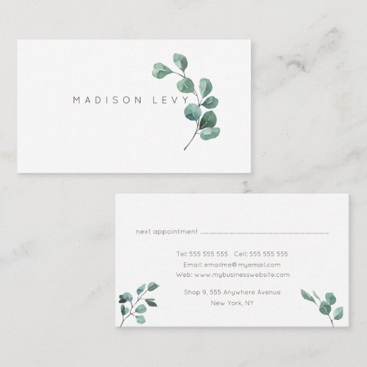 ユーカリプブランチ離れシニアビジネスアポイントメン 予約カード (正面/裏面)