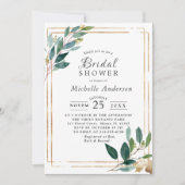 ユーカリプモダンタス金ゴールドブライダルシャワー招待 招待状 (正面)