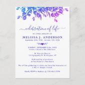 ユーカリプループルグリーンお祝いの生活 インビテーションポストカード (正面)